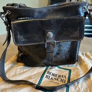 Roberta Bianchi Screenplay Dark Brown Leather BEAUTIFUL ORNATE BAG